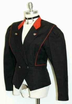 Veste Robe Dirndl Femme En Laine - Broderie Allemande - Taille S - Bleu - Occasion Très Bon état