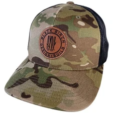 Black Birch Design + Build Hat Camo Trucker Snapback Mesh Cap Leather Patch NEW!