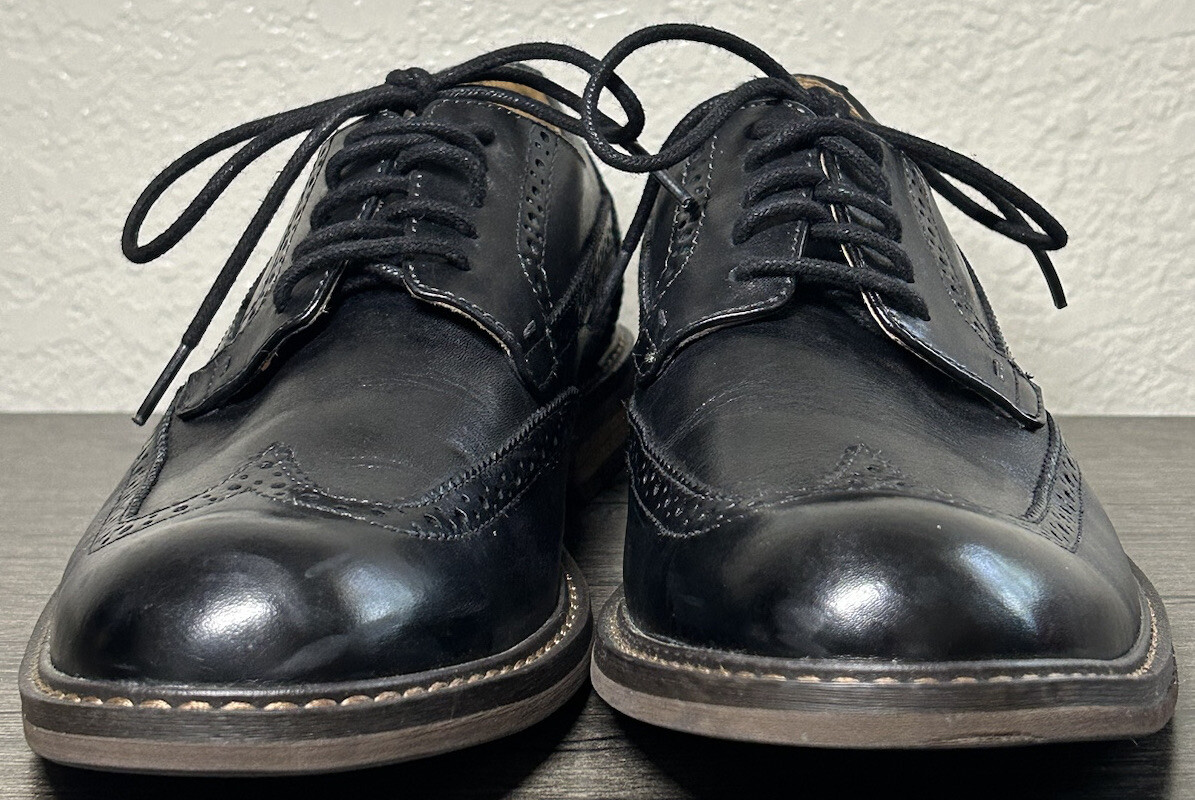 SAOLA Scarpe eleganti da uomo VIONIC 555 Bruno VSM022 Oxford punta ad ala in pelle nera taglia 8