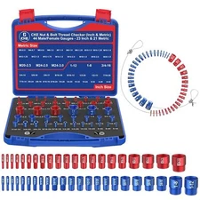 Upgrade Nut & Bolt Thread Checker (Inch & Metric), 44 Male/Female Bolt Size