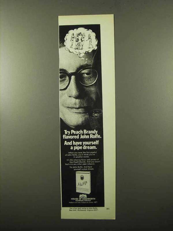 tobacco john rolfe 1969 House of Edgeworth John Rolfe Tobacco Ad - Peach