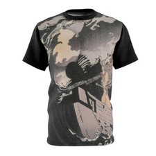 Moon Above The Sea At Daimotsu Bay, Unisex T-shirt, Vintage Japanese Ukiyo-e