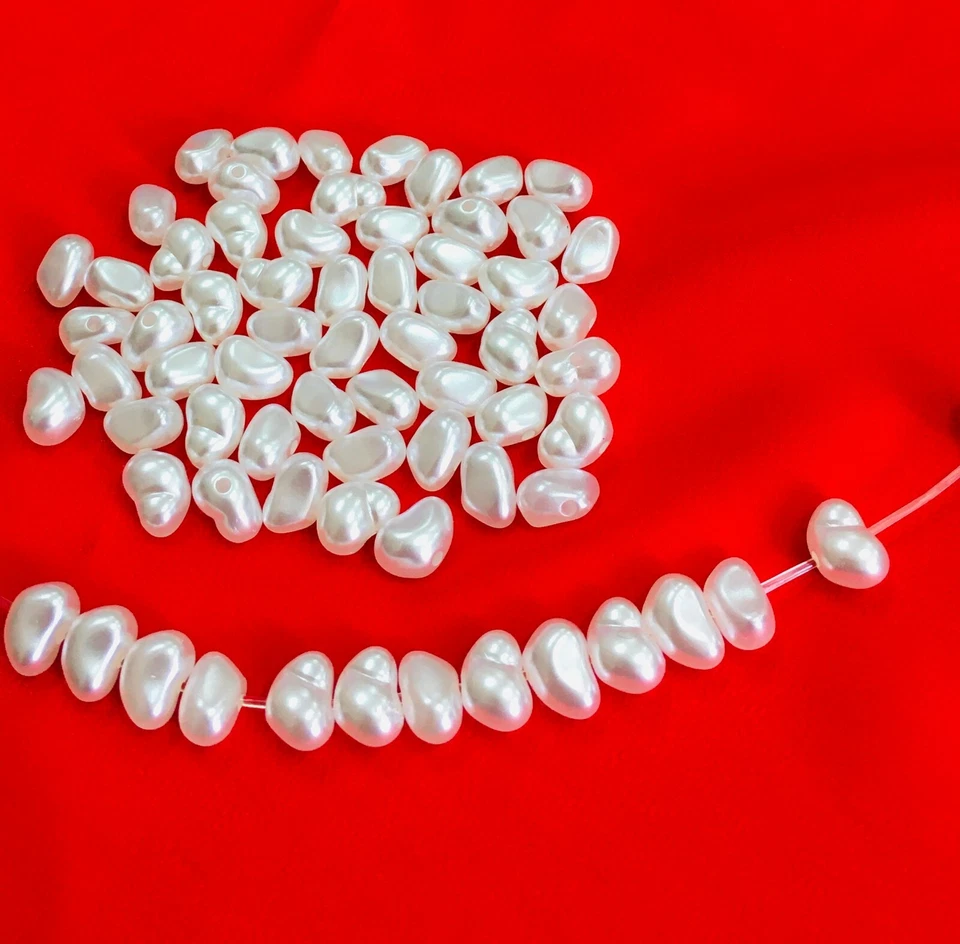 200stk Wachsperlen 6mm Zuchtperle Weiss Nugget Acryl Schmuck Hochzeit Deko R351 - Bild 2 von 3