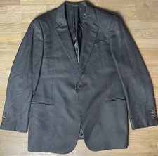 Armani Collezioni 44R Black Herringbone Men Sport Coat Italy Virgin Wool Read