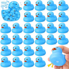 24 Pcs 2 Inch Mini Blue Rubber Ducks for Kids Children Party Favors Bulk Bath Du