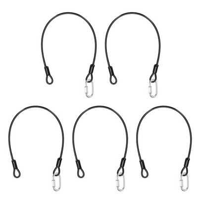 5Set 3/16'' Dia 1.6ft Security Steel Cable with Loops Black + Quick Links