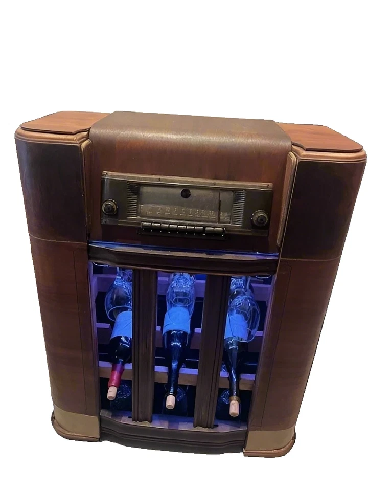 1940s Upcycled Mahagony Art Deco Vintage Antique Liquore Bar Wine Cabinet - Image 3 of 4