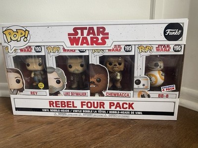 Funko Pop! Star Wars Rebel 4-Pack Rey Glow Luke Skywalker Chewbacca BB-8