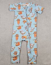 Bums Roses Baby Short Sleeve Bamboo Romper Sz 12-18M Sloths Koalas Sleeper PJ