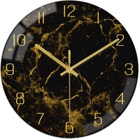 Wanduhr GeräUschlos Modern 30Cm Schwarz Gold FüR Wohnzimmer KüChe