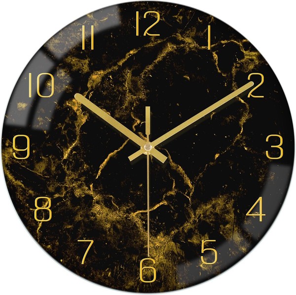 Wanduhr GeräUschlos Modern 30Cm Schwarz Gold FüR Wohnzimmer KüChe-image