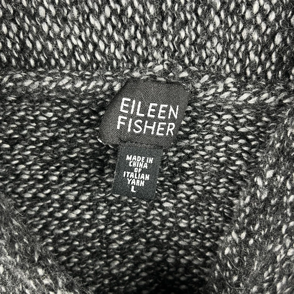 Suéter corto Eileen Fisher para mujer L negro lana cachemir angora pelo de conejo Foto 3 de 4