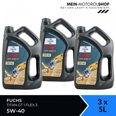 Fuchs Titan GT1 Flex 3 5W-40 BMW Fiat VW 511 00 Motoröl 3x5 Liter = 15 Liter