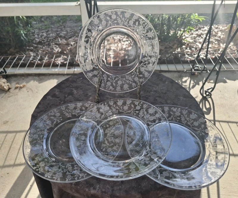 Set 4 Tiffin-Franciscan Tiffin Rose Marie Rosemarie MCM Luncheon Plates 8"