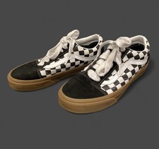 Mens 5 Checkered Black White Old Skool Vans With Gum Sole