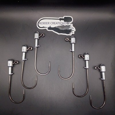 1/2 Oz Jig Head, 8/0 Mustad 2x Strong Black Nickel Hook, 6 Pack