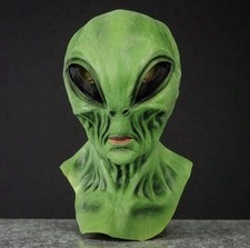 Green Alien Full Head Latex Mask Halloween Costume Cosplay Adult Props