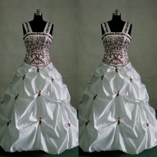 Vintage Wedding Dresses Embroidery Straps Corset Back Satin A Line Bridal Gowns