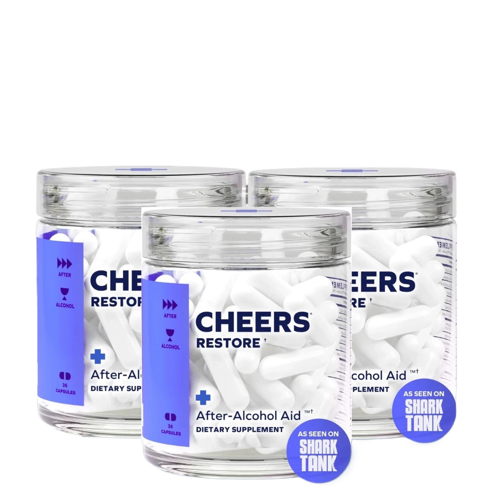 3 Bottles Cheers Restore Supplement w/ DHM + L-Cysteine - After-Alcohol Aid