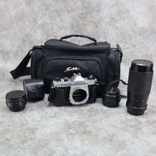 Pentax K1000 35mm Film Camera 50mm, 80-200mm, MC Tele Converter 2x-22, Bag