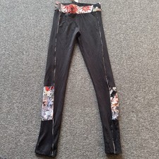 Zara Yoga Leggings Pants Black With Floral Accents Women  s Small New NWT