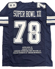 Danny White Signed Blue Custom Stitched SB XII Jersey PSA 594