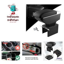 Armrest Box Double Layer Front Center Console Black Leather With Charging 7 U...