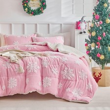 Fluffy Christmas Full Size Comforter Set, Soft Flannel Fleece Front  Sherpa ...