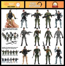 12Pcs Military Action Figures Set - Army & SWAT Toy Soldiers with Weapons for Ki