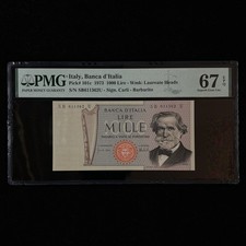 1973 Italy Banca d Italia 1000 Lire Pick#101c PMG 67 EPQ Superb Gem UNC 01