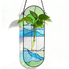 Handmade Stained Glass Plant Propagation Station - Hydroponic Window Planter