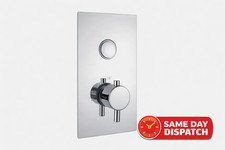 Thermostatic Shower Valve Concealed Push Button Chrome Round Mixer Single Outlet