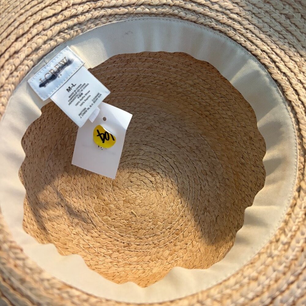 Best Selling! J. Crew Wide Brim Raffia Bucket Hat Natural Straw Small-Medium J. Crew Wide Brim Raffia Bucket Hat Natural Straw Travel  main image 2