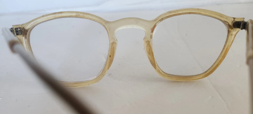 Gafas de seguridad AO vintage años 50 6 3/4 48-24 alambre amarillo transparente óptica América Foto 3 de 4