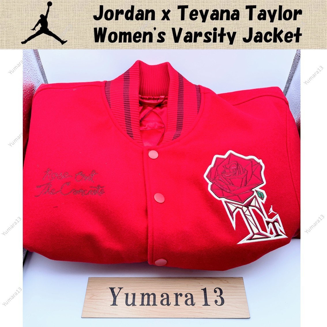 Jordan x Teyana Taylor Women's Varsity Jacket Red Rose Size XS-XXL
