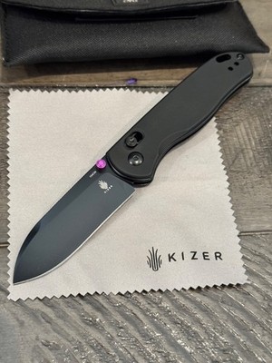 Kizer Cutlery Drop Bear Folding Knife 3'' 154CM Steel Blade Black Aluminum Handle