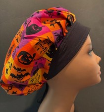 Ghost/Goblin Halloween Satin Lined Scrub Cap, CRNA, OR Nurse, Doctor, Pediatrics