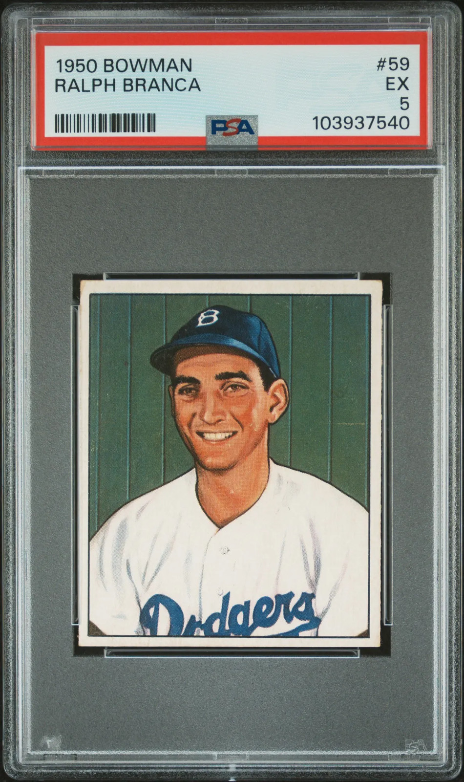 1950 Bowman Ralph Branca #59 PSA 5