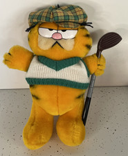 Vintage 1981 Dakin Garfield Golfer Golf Green White Vest Stuffed Toy Plush