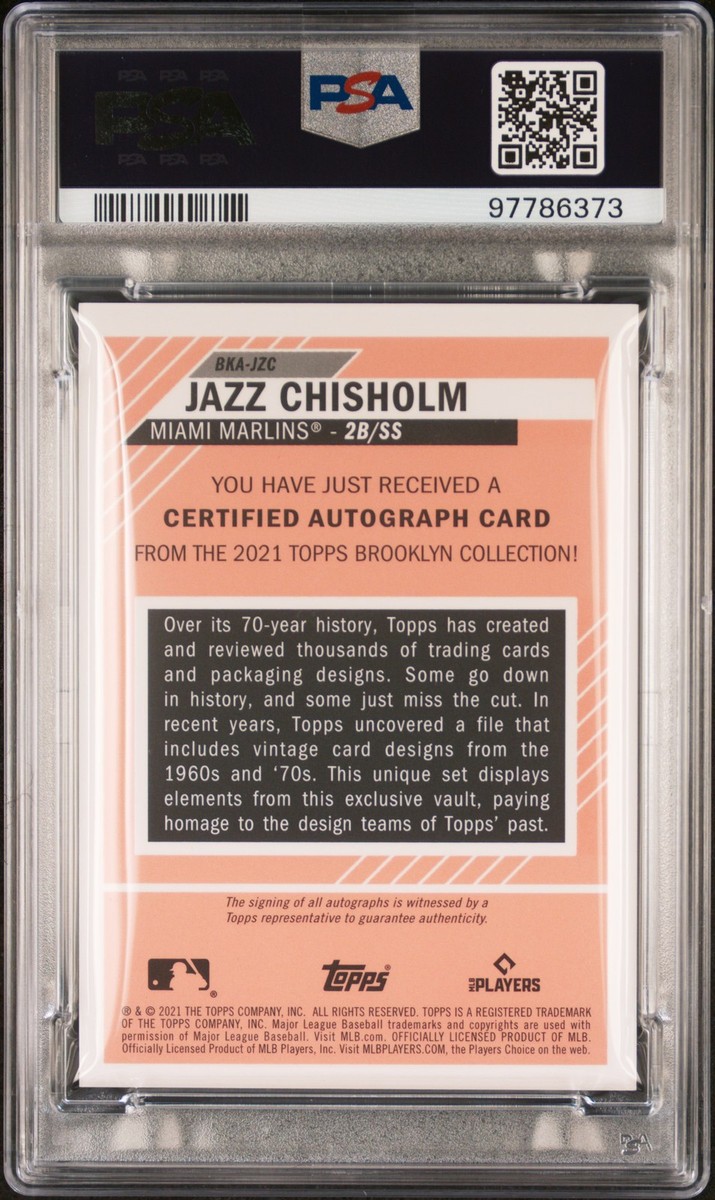 2021 TOPPS BROOKLYN COLL AUTO #JZC JAZZ CHISHOLM 22/99 PSA 9 AUTO