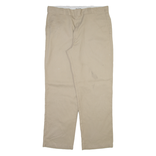 DICKIES Mens Cotton Blend Grey Regular Straight Trousers W38 L30 Workwear Casual