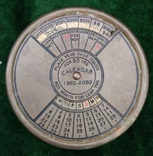 Vintage 50-Year Perpetual Calendar, Brass, 1983-2030