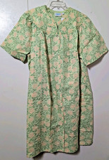 National Women's Housecoat Sz 3X Front Snaps Pockets crinkle short sleeves NEW