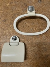 Vintage Set Klorollenhalter Handtuchhalter beige 90-er Made In Germany