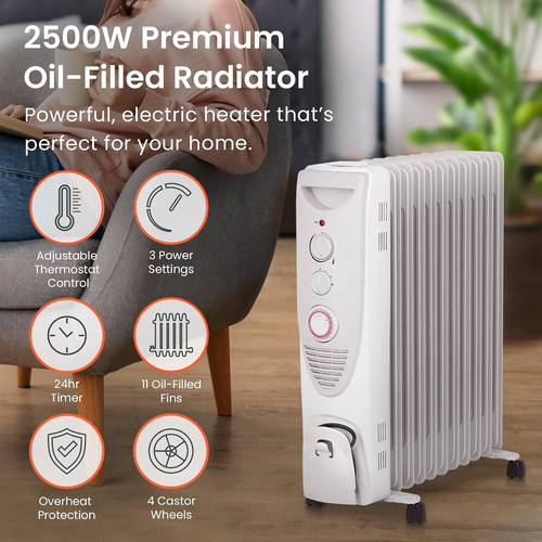 Pro Breeze Oil Filled Radiator with 11 Fins - Slim Electric Radiator - Portab...