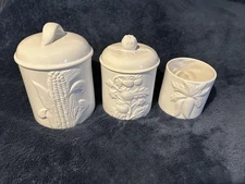 Vtg Over And Back Ceramic Canister Set