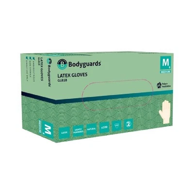 Box 100 200 500 1000 Bodyguards Latex Lightly Powdered Disposable Gloves