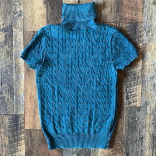Ralph Lauren Sport teal cable knit Short Sleeve Sweater Size L - Picture 6 of 6