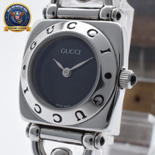 [NEAR MINT] GUCCI 6300L Horsebit Black Dial Silver Quartz Vintage Women's Watch