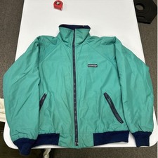 Lands End Squall Jacket Mens M Teal Blue Vintage 90s Made in USA Bomber Fleece